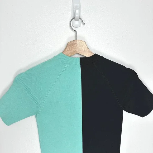 ASO‎ Zendaya T Alexander Wang Colorblock Bodycon DressBlack TealSZ S